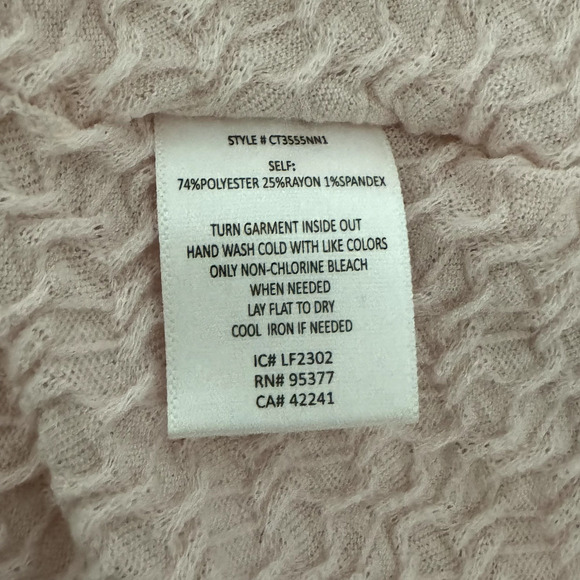 SANCTUARY Textured Knit Lettuce Edge Long Sleeve Tee Top Light Pink NWT Large - Picture 7 of 7